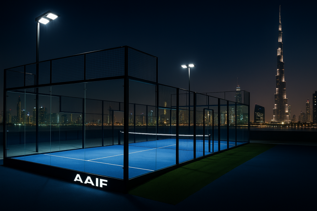 padel courts uae panoramic padel court by AAIF Group