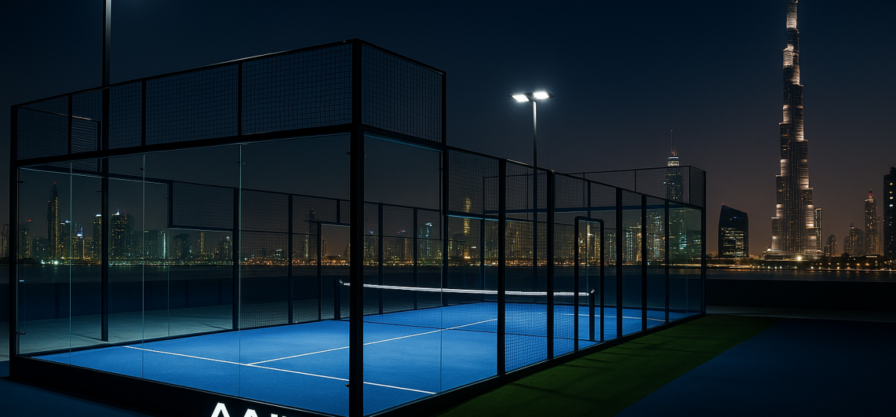 padel courts uae panoramic padel court by AAIF Group